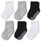 CozyWay Toddler Socks With Grippers Non Slip Crew Grip Socks for Girls and Boys Soft Comfy Cotton - 3T-5T Unisex Black, Gray, White - 6 Pack